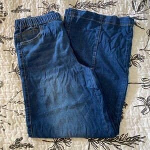 GRAPENT Pull On Womens Jeans Baggy Stretchy High Waisted Denim Wide Leg Trousers